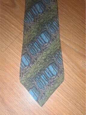 VINTAGE Jerry Garcia Silk Tie Green Wide Made in USA